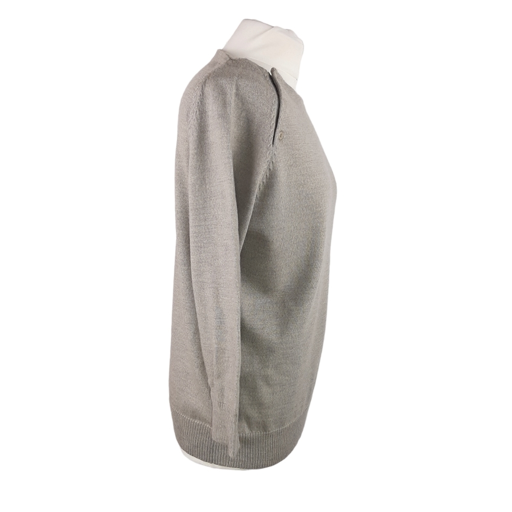 TOAST Button Shoulder Jumper UK 8 Marl Knit Grey/Beige - Picture 6 of 12
